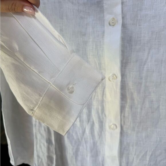 Collection by Cezele White Linen Button Down Shirt - Picture 5 of 11